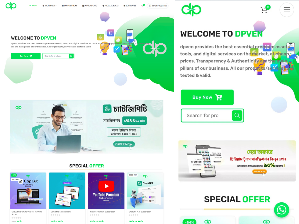 (Demo-8) Digital Product, Subscriptions, Theme, Plugin, Softwares Selling Ready Made Website WP Code